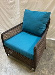 Woven armchair and cushions, the armchair is new and the cushions are ex-showroom (Java / Dupione Deep Sea) - TAG 435
