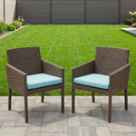 2 x Nevada dining armchairs & cushions (Canvas Glacier) New - TAG 4000