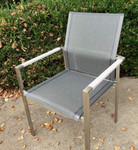 Set of six Mercury stacking chairs, not our standard colours / Stainless steel frame, Arctic White inlay on arms and Platinum sling / New - TAG 4018