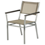 Set of six Equinox stacking armchairs / stainless steel frame, Graphite inlay and Titanium sling / New - TAG 4020