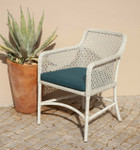 Set of four woven dining armchairs with cushions / Driftwood and Dupione “Deep Sea” / New and Ex-display - TAG 4021