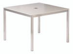 Equinox table 39" square - with umbrella / parasol hole / Stainless steel frame and Ivory ceramic top / New - TAG 4022
