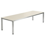 Equinox dining table 118” - with umbrella / parasol hole / Stainless steel frame and Ivory ceramic top / New - 2EQ30PH.803