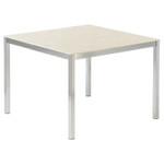 Equinox table 39" square - no umbrella / parasol hole / Stainless steel frame and Ivory ceramic top / New - 2EQ10.803