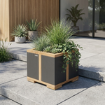 Aura planter 15", other planters and plants not included (Graphite / Teak) New - 3AUP38.01