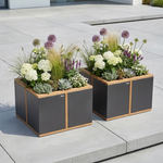 2 x Aura planters 26", plants not included (Graphite / Teak) New - AURASET3