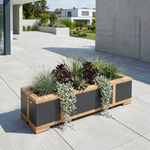Aura planter 40" x 11" (Graphite / Teak) New - 3AUP100R.01