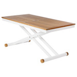 Aura table 55" x  28" - with two height settings 20" and  26" and parasol hole / Arctic White and teak / Ex-display - 2AULA14.02
