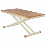 Aura table 55" x  28" - with two height settings 20" and  26" and parasol hole / Champagne and teak / Ex-display - 2AULA14.04