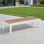 Aura low table 63" (Arctic White / Teak) Ex-display - 2AUL16.02