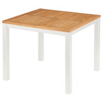 Aura counter height table - 35” square and 36” height / Arctic White and teak / Ex-display, like new - TAG 4046
