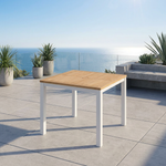 Aura counter height table, 35” square & 36” height (Arctic White / Teak) Ex-display, like new - TAG 4046