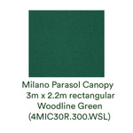 Milano Parasol Canopy, 3m x 2.2m rectangular (Woodline Green) New - 4MIC30R.300.WSL