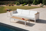 Aura DS 3-seater settee, low table 60 & low table 160 (Arctic White / Pearl / Natural) New - AURASET1