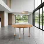 Equinox circular table 58” (Stainless Steel / Teak) New - 2EQC15S