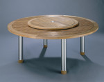 Equinox circular table 71” & lazy Susan 40”  (Stainless Steel / Teak) New - EQUINOXSET1