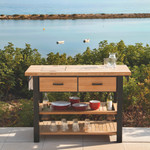 Titan Serving Table (Rustic Teak / Black) Ex-display - TAG 4121