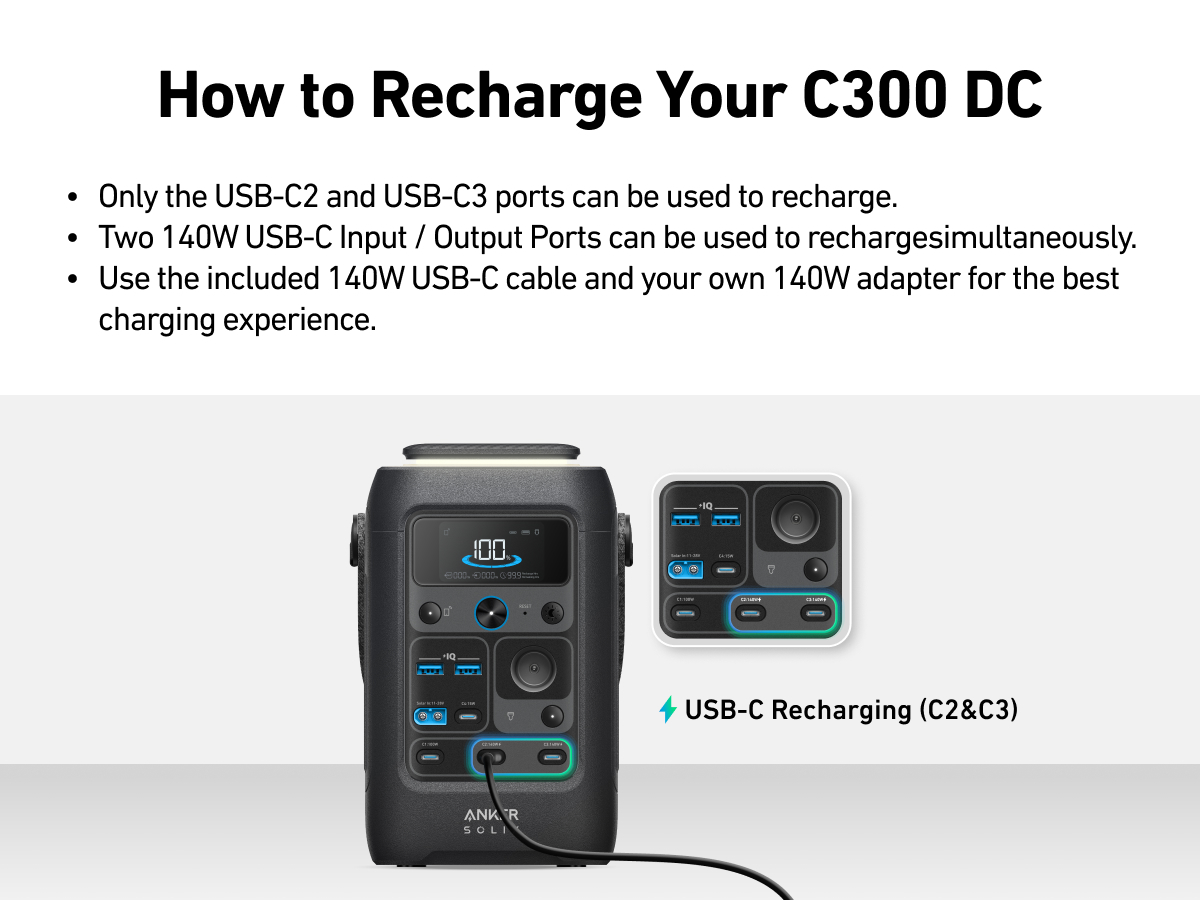 Anker SOLIX C300X DC Portable Power Station - 288Wh | 90000mAh