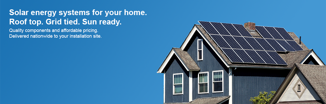 Home solar panel kit installed on residential rooftop