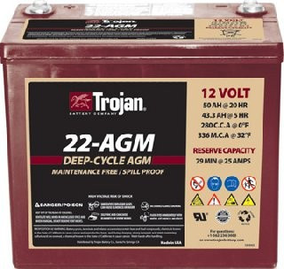 Trojan 22-AGM Sealed AGM 12V 50Ah Battery - Solaris
