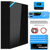 SunGoldPower Off Grid Solar Kit 6000W 24VDC 120V/240V LiFePO4 10.24KWH Lithium Battery 6 X 370 Watt Solar Panels SGK-PRO62