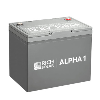 Rich Solar RS-B121S ALPHA 1 | 12V 100Ah LiFePO4 Battery | Powerful 12V Lithium Battery for RVs, Trailers, Vans, Boats, Off-Grid | 5,000 Lifetime Cycles | Bluetooth and Internal Heat Technology