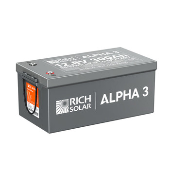 Rich Solar RS-B123S ALPHA 3  12V 300Ah LiFePO4 Battery  12V Lithium Battery for RVs, Cabins, Off-Grid  5,000 Lifetime Cycles  Internal Heat Techlogy  Bluetooth