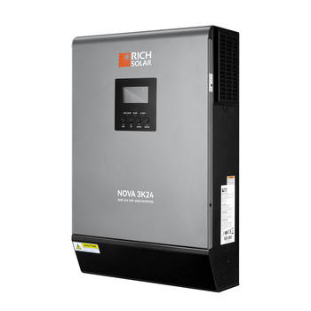 Rich Solar RS-H3024 NOVA MAX 3K  3000 Watt (3kW) 24 Volt Off-Grid Hybrid Solar Inverter  Powerful 3000W 24V Hybrid Inverter for RVs, Trailers, Campers, Vans, Trucks, Overlanders, Boats  #1 Ranked 24V Hybrid Inverter