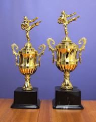 17" ~ 19" Trophy With Plastic Cup, Base, and Kicking Figurine