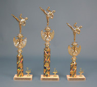 Set of 3 (1st/2nd/3rd) Trophies with Plastic Kick Figurine, Eagle and Stone Base
