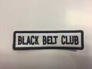 Black Belt Club Patch - Straight (White background with black letters)