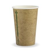 BCK-10-GL 10oz / 320ml (80mm) Single Wall BioCup White with Green Line