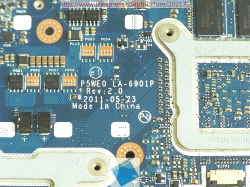 Image for MBRCS02004 motherboard for for Packard Bell EasyNote  TS11 TS13 TS44 TS45 TSX66 P5WE0 LA-6901P /WGT520M 1G
