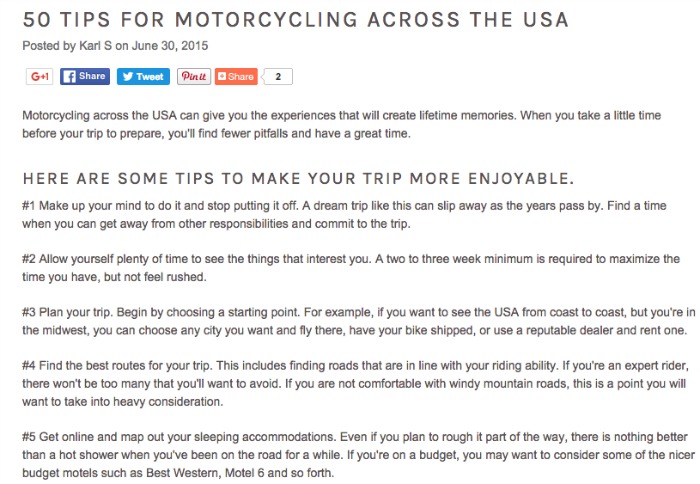 50 Tips for Motorcycling Across the USA