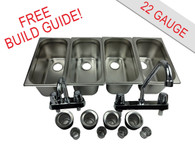 4 Compartment Concession sink Portable Food Truck Trailer Hand Washing w/Faucets