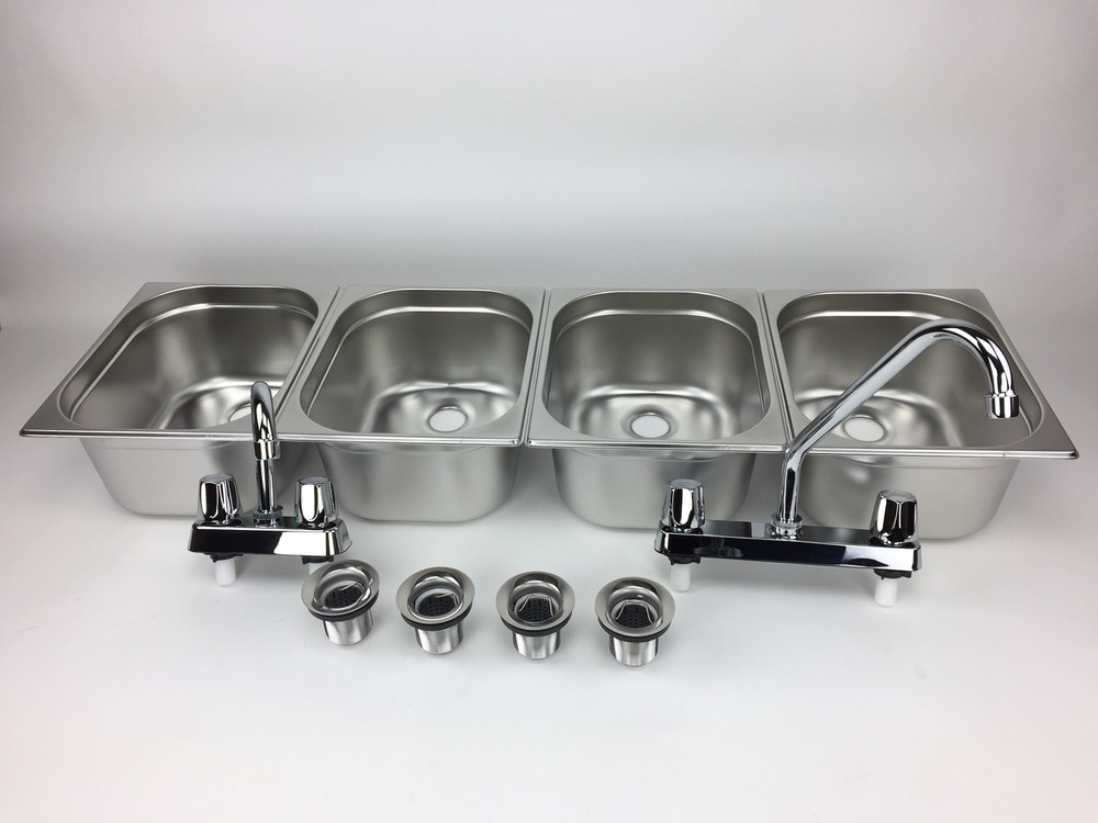 Concession Sink 4 Compartment Portable Food Truck Trailer 4 Large Wfaucets