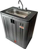 Portable Sink with Hot and Cold Water with Water Tank Angled View
