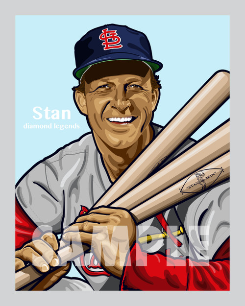 Digital Illustration of Stan Musial - one of the All-Time Great Diamond Legends of baseball