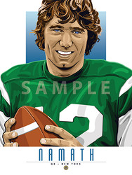 Digital Illustration of Joe Namath – Hall of Famer and one of the All-Time great Gridiron Legends of baseball!