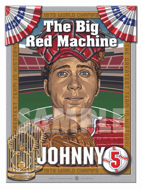 Illustration of the best catcher ever, Big Red Machine and Hall of Famer #5 Johnny Bench!!