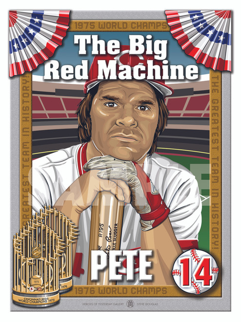 Illustration of Big Red Machine and Cincinnati hometown fan favorite #14 Peter Edward Rose!