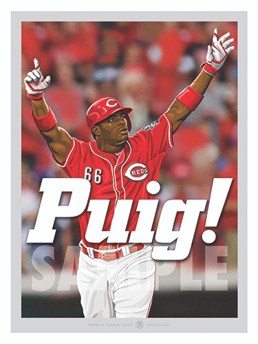 Illustration of the newest Cincinnati player, All-Star Yasiel Puig!