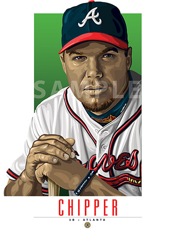 Illustration of one of the All-Time Atlanta Greats and Hall of Famer Chipper Jones!