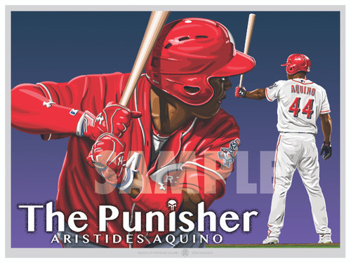 Illustration of one of baseball's newest stars Cincinnati's Aristides "The Punisher" Aquino!