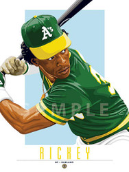Illustration of one of Basewball's All-Time Greats and Hall of Famer 
Rickey Henderson.