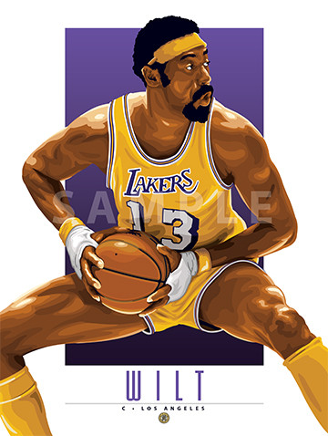 Illustration of one of basketball's  All-Time Greats and Hall of Famer Wilt Chamberlain.