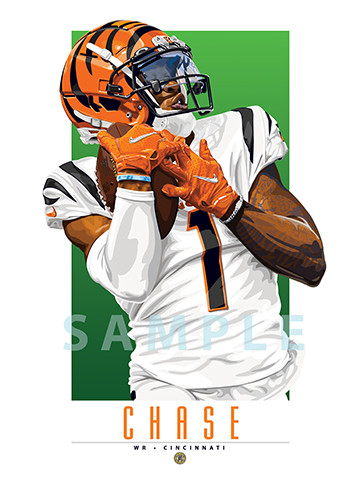 Illustration of Cincinnati's rookie sensation and fan favorite Ja’Marr Chase!