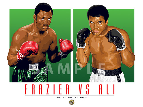 Illustration of one two of Boxings All-Time Greats Joe Frazier and Muhammad Ali.