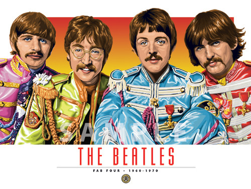 Illustration of the All-Time Greatest Bands in Music History, the Fab Four! This print run is limited and will only be available for a short time.