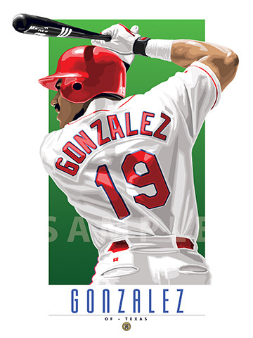 Illustration of one of baseball's  All-Time Greats and all-time fan favorite Juan Gonzalez.